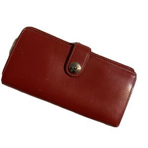 Lodis Los Angeles Red Leather Bi-Fold Wallet with Zipper Coin pocket 7" x 3"